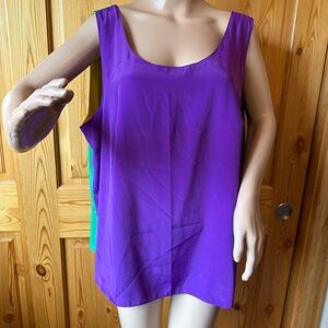 Vintage 90s  Bright Jewel Tone Sleeveless Top Plus Size 22W Purple Green